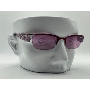 Vintage Y2K Eyeglasses Ornate Decorated Narrow Style Burgundy Monochrome | #759